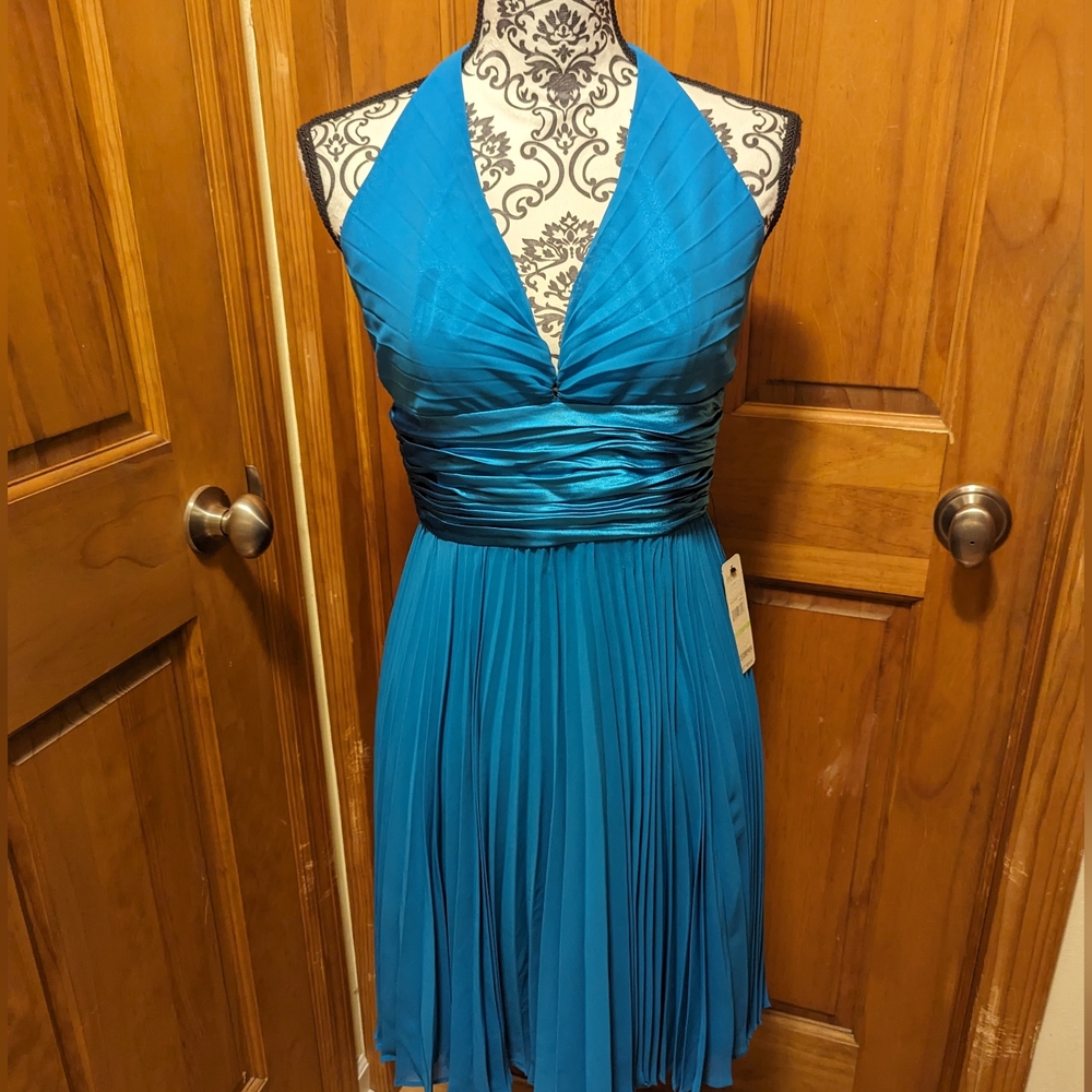 NWT Blue (Azure) Laundry By Shelli Segal Halter dress